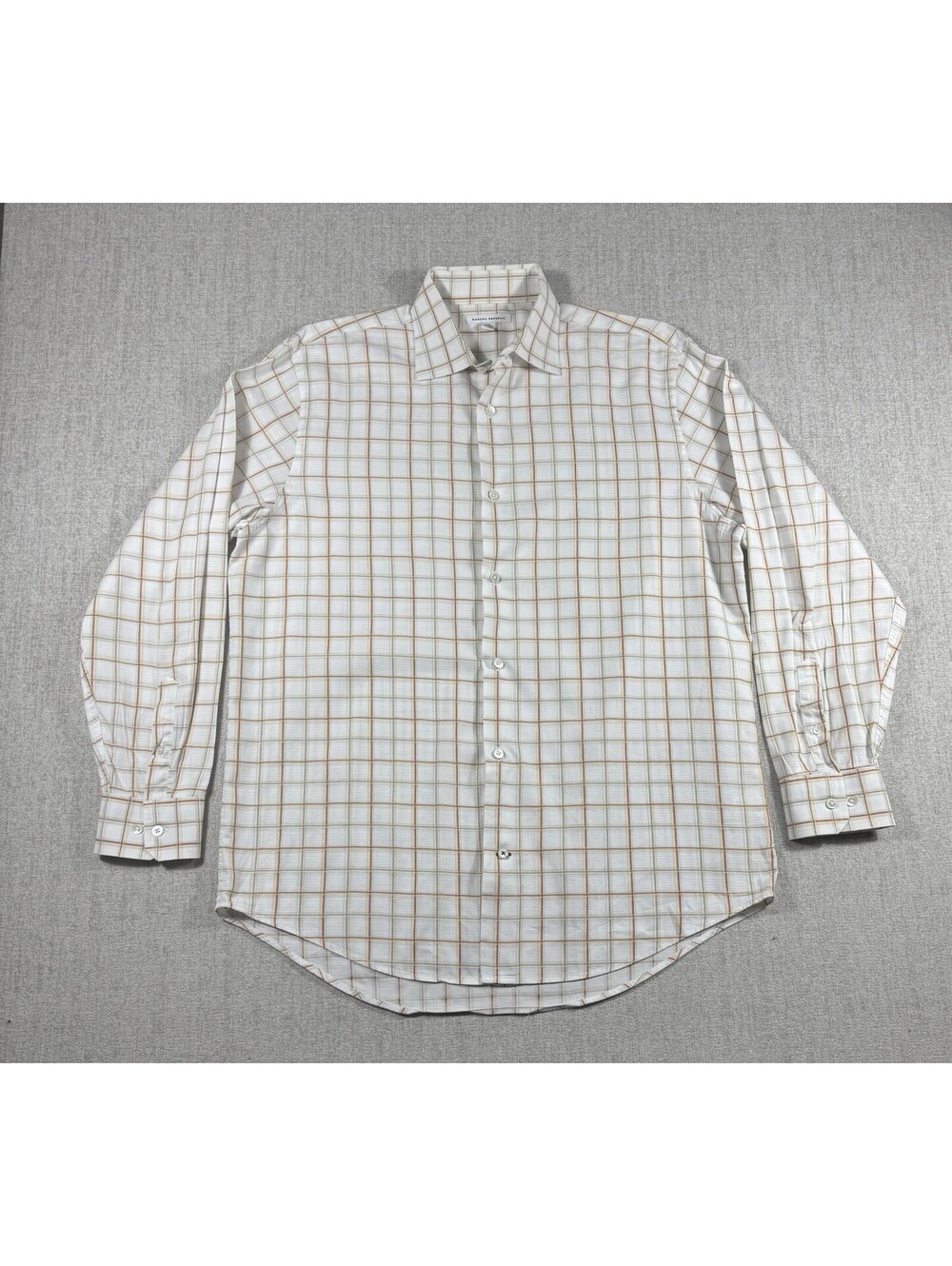Banana Republic Mens 16-16.5 L Plaid Cotton Long Sleeve Dress Shirt Button Up